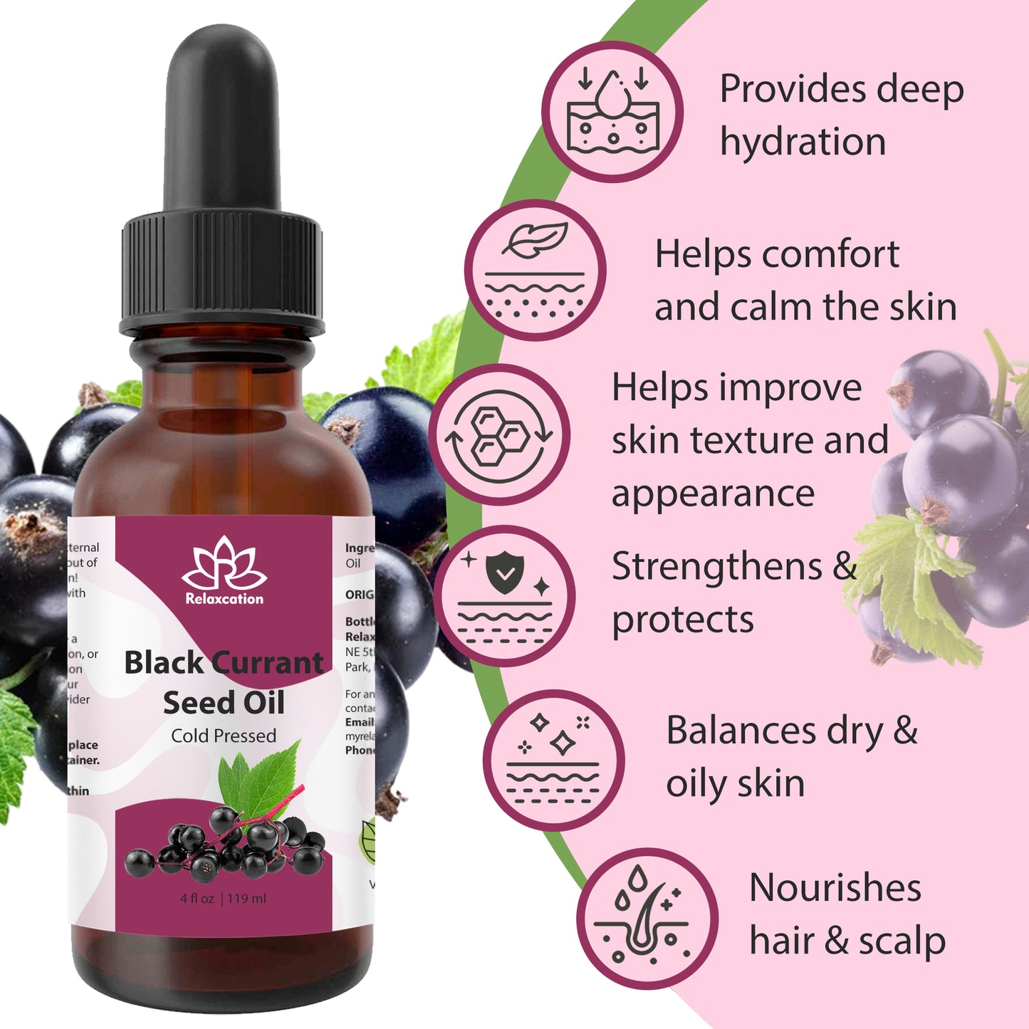 Pure Blackcurrant Seed Oil – 100% Botanical Cold-Pressed Oil for Skin & Hair