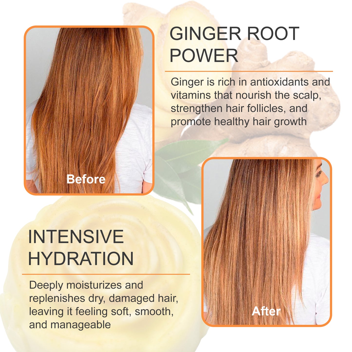 GINGER ROOT Shampoo Bar and Conditioner Bar for Hair Growth