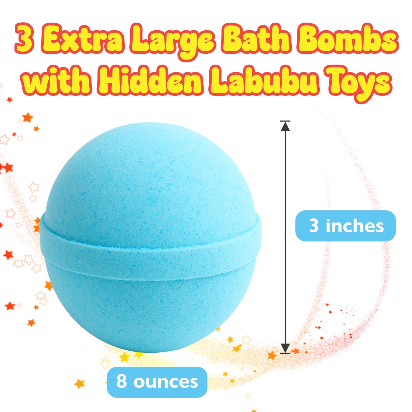 3 Big Bath Bombs for Kids with Labubu Toys Inside