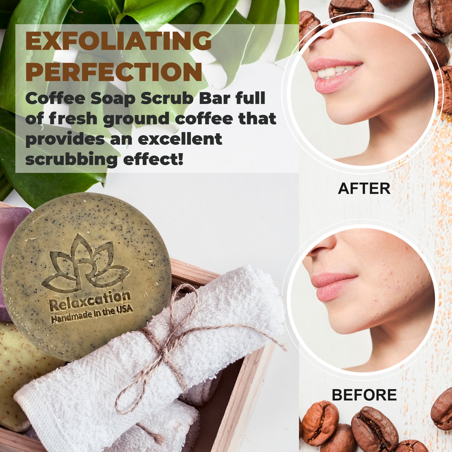 Natural Coffee Scrub Soap Bar - Exfoliating