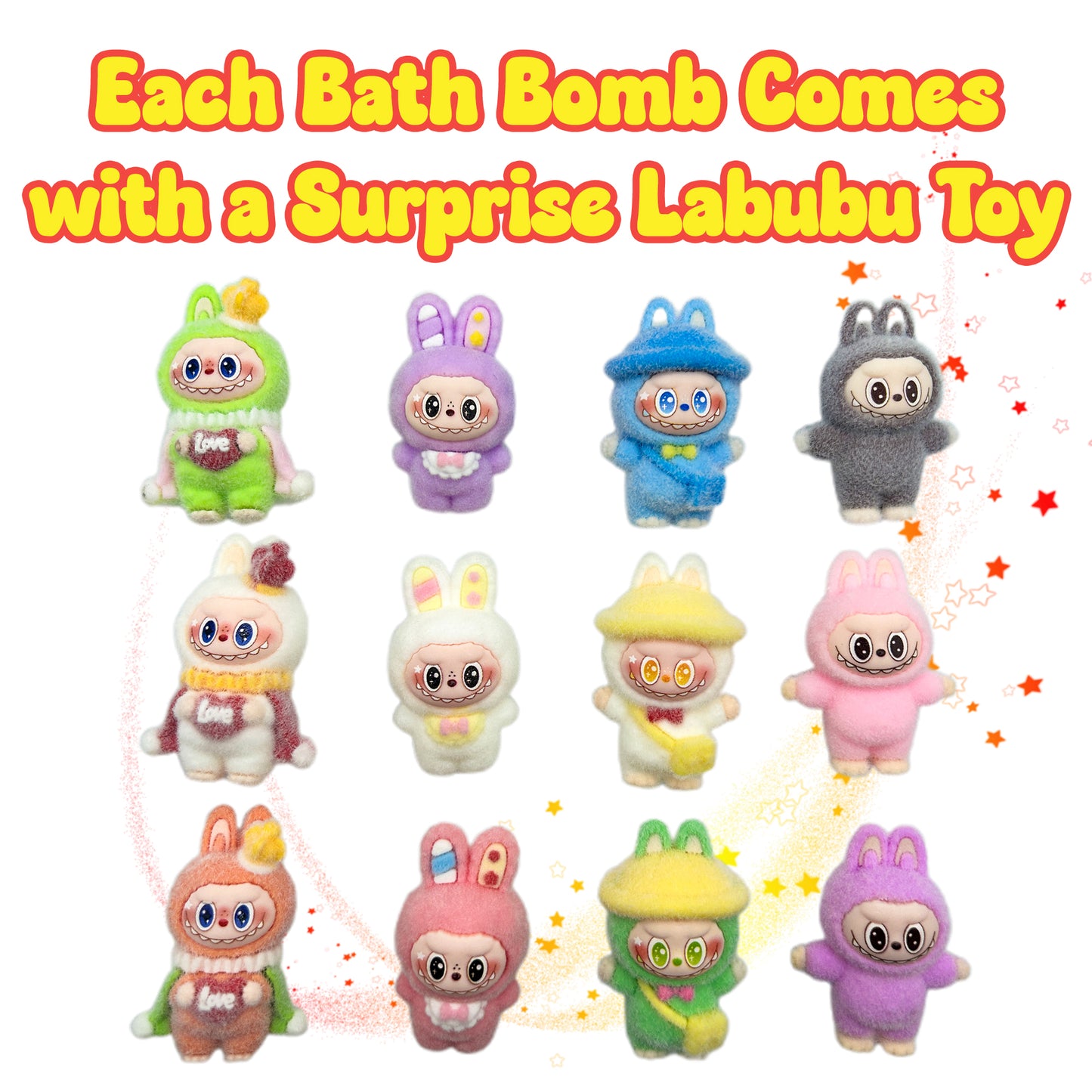 3 Big Bath Bombs for Kids with Labubu Toys Inside