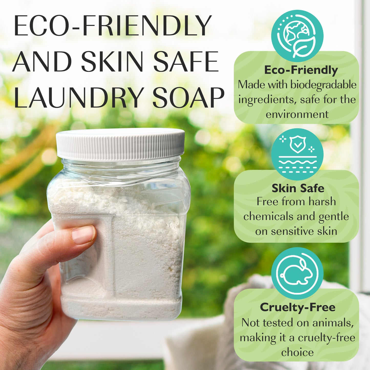 Natural Laundry Soap Detergent For Sensitive Skin Unscented - 24oz