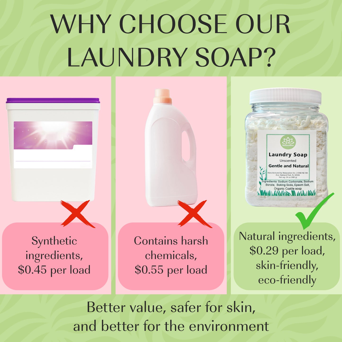 Natural Laundry Soap Detergent For Sensitive Skin Unscented - 24oz