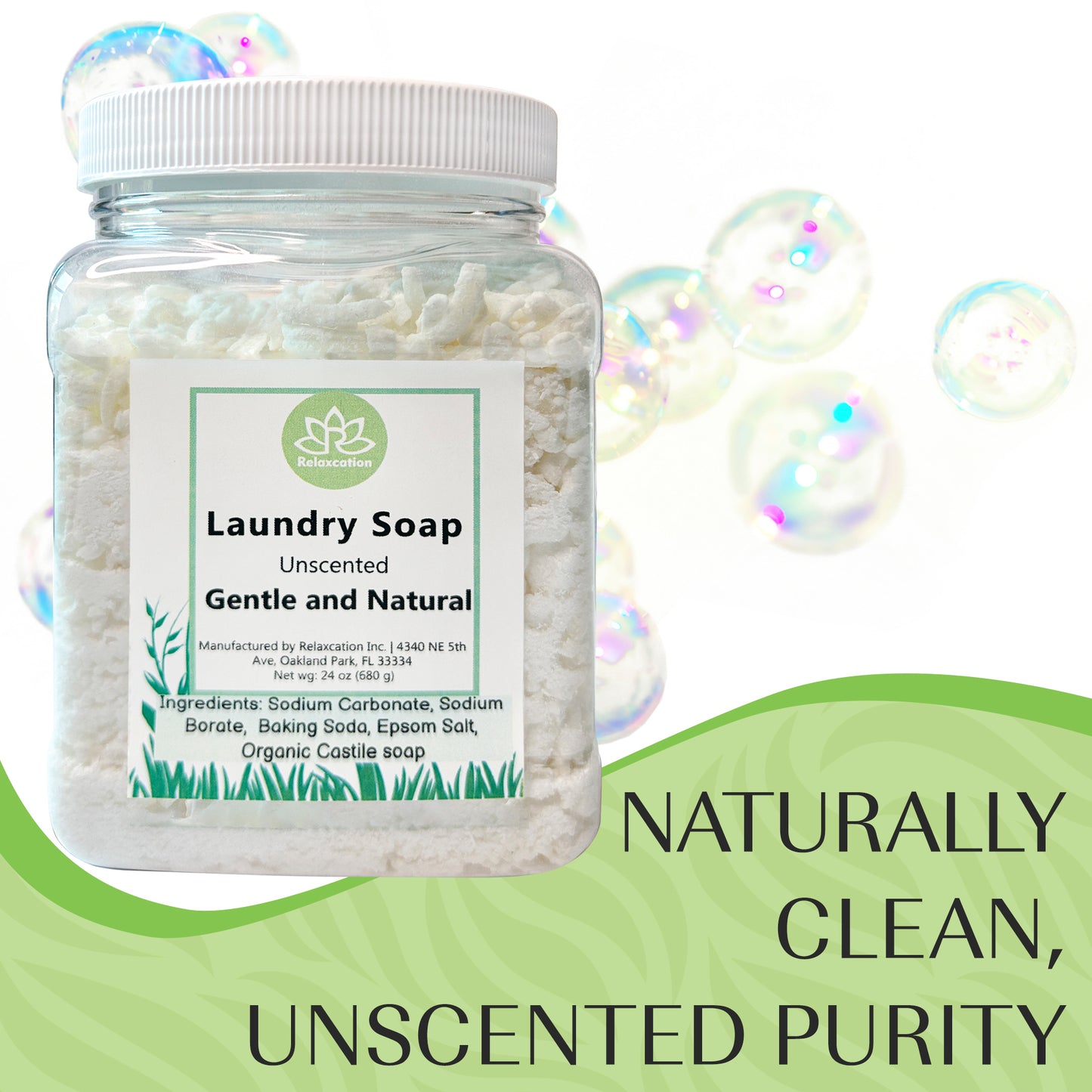 Natural Laundry Soap Detergent For Sensitive Skin Unscented - 24oz