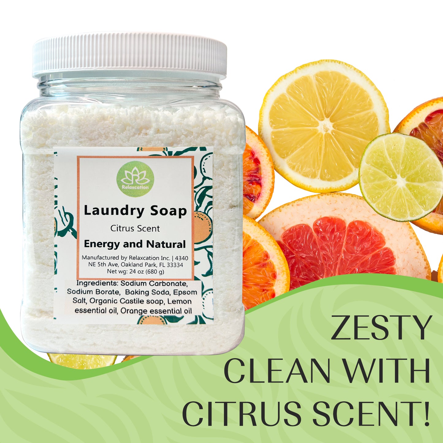 Laundry Soap Gentle and Effective Cleaning Detergent Citrus Scent 24 oz