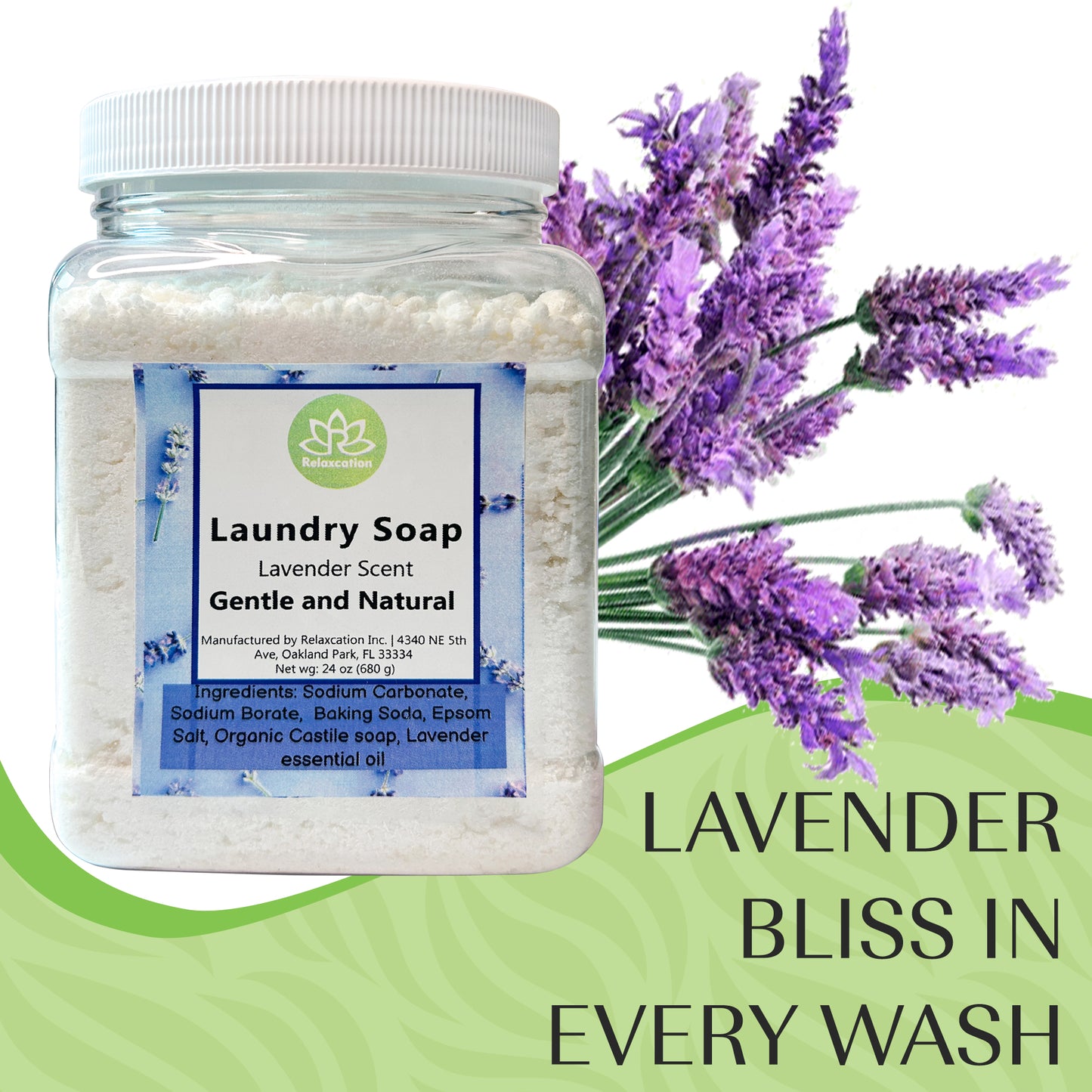 Natural Laundry Soap Detergent "Lavender" Effective Cleaning - 24oz