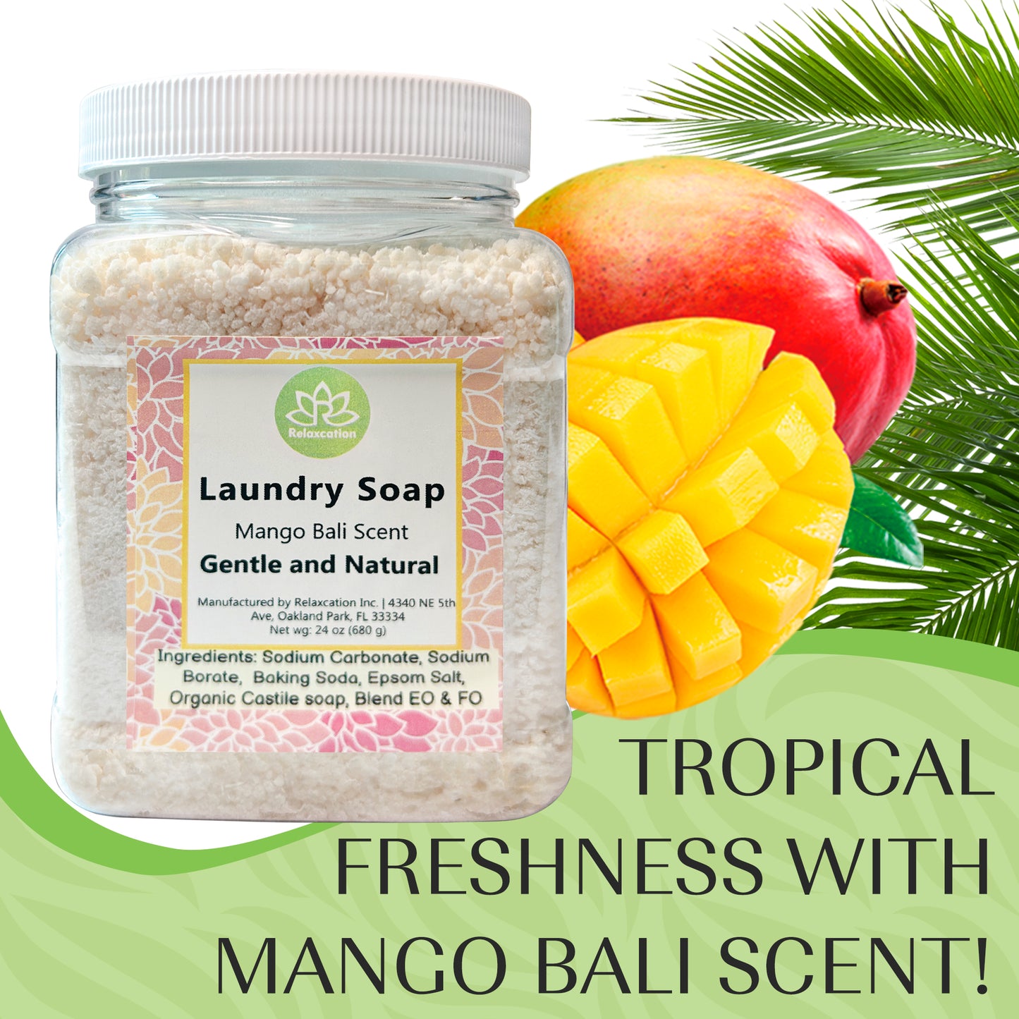 Laundry Soap Detergent Effective Cleaning Eco-Friendly "Mango Bali" 24oz