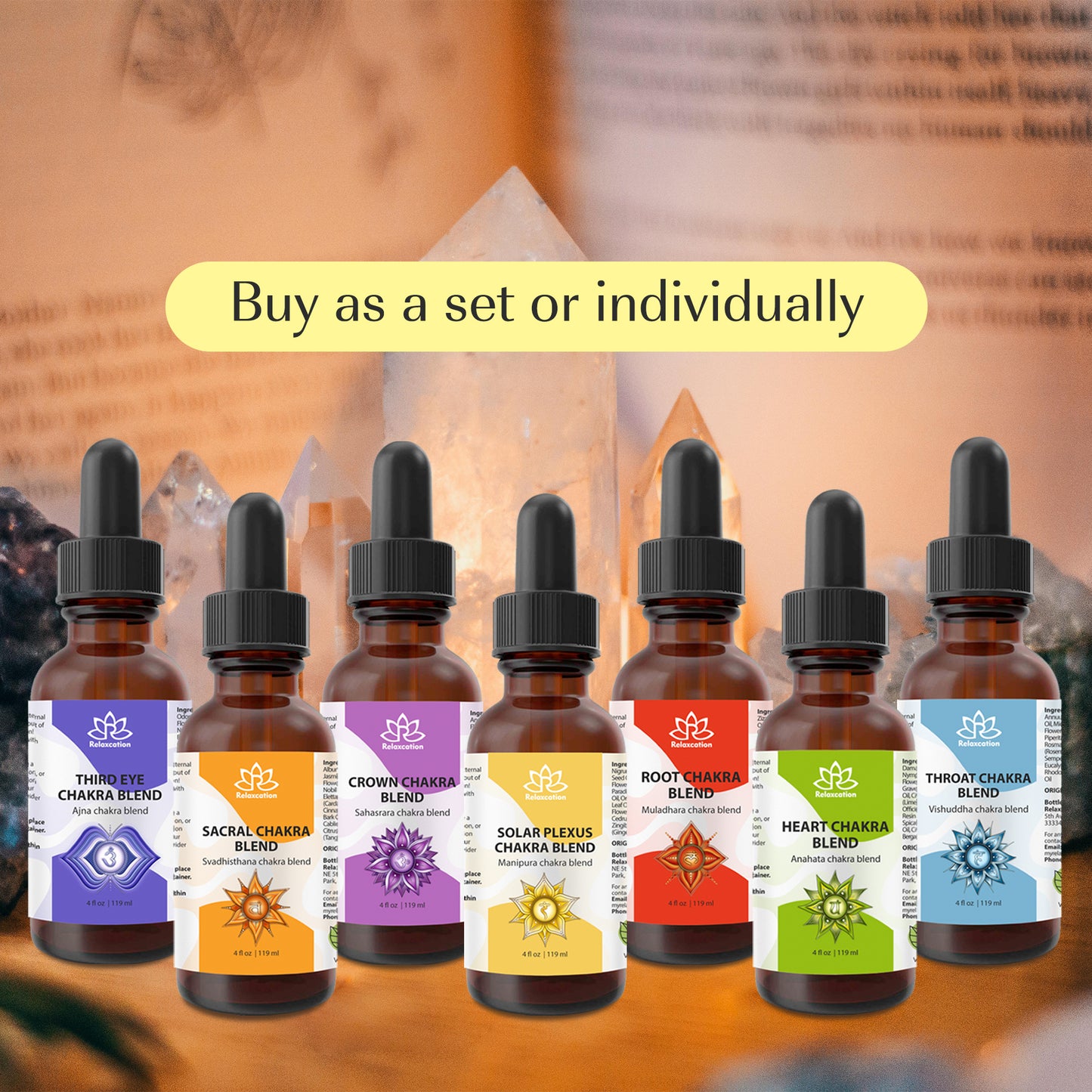 Chakra Essential Oil Blend Set – Complete 7 Chakras Collection