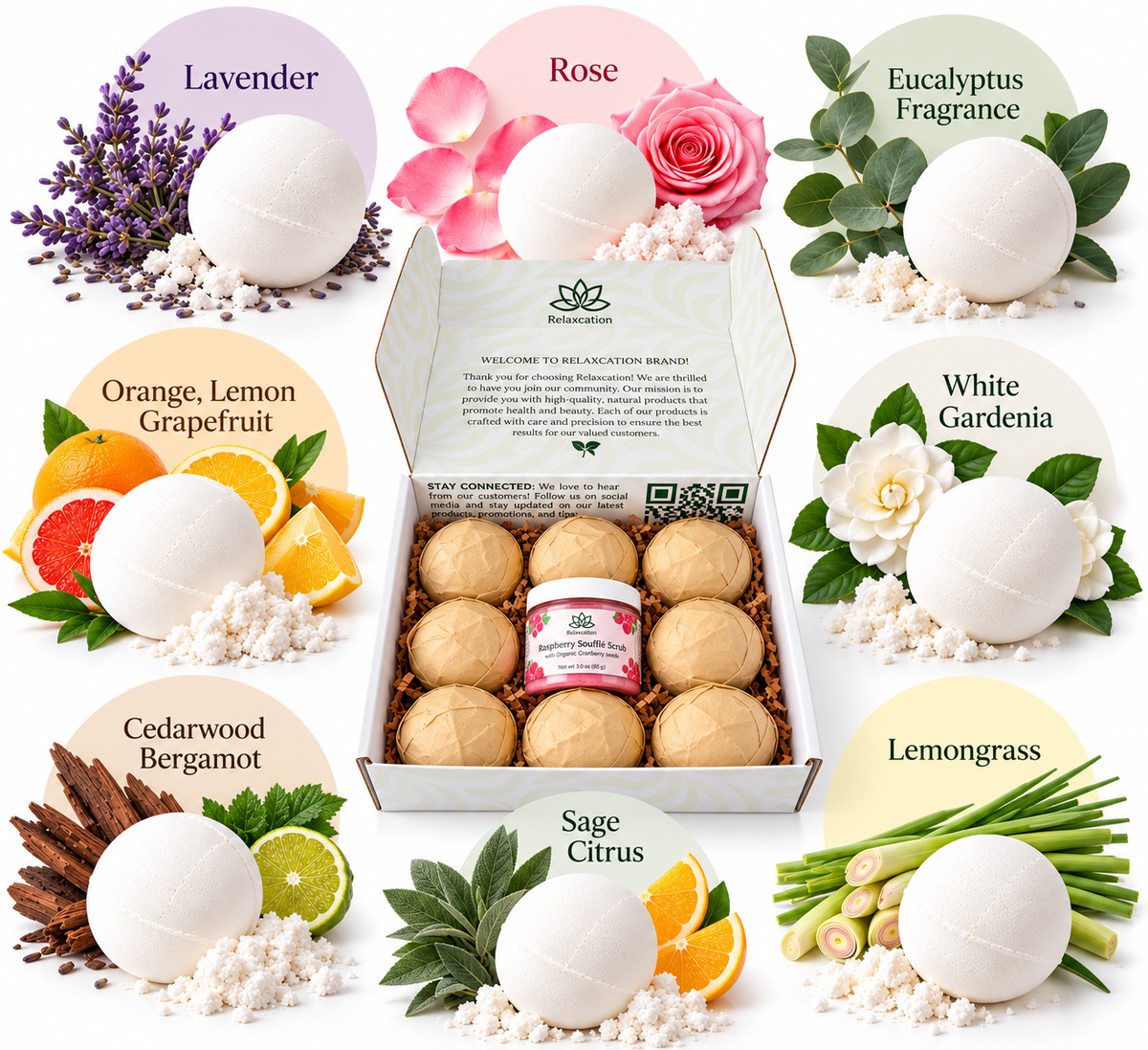8 handmade aromatherapy bath bombs gift set by Relaxcation