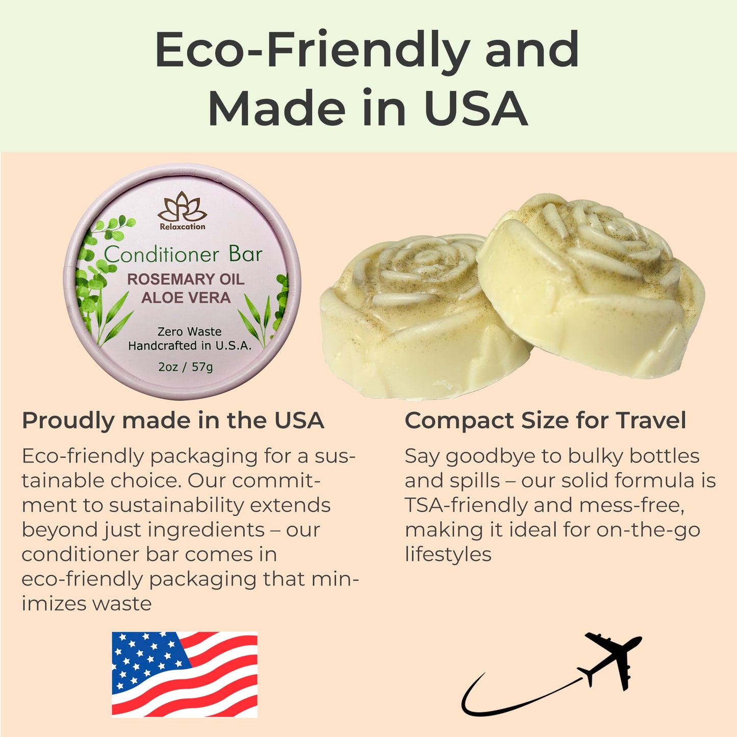 ROSEMARY OIL ALOE VERA Conditioner Bar for Hair Growth, Refreshers, Moisturizing