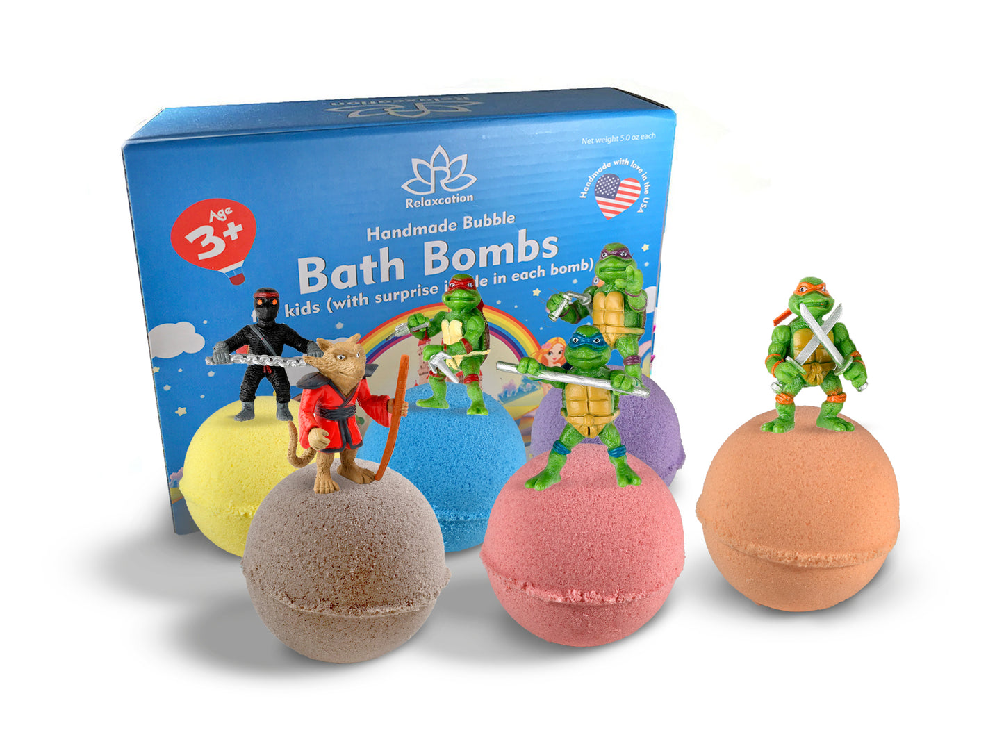 Bath Bombs Gift Set with TURTLES Toys Inside