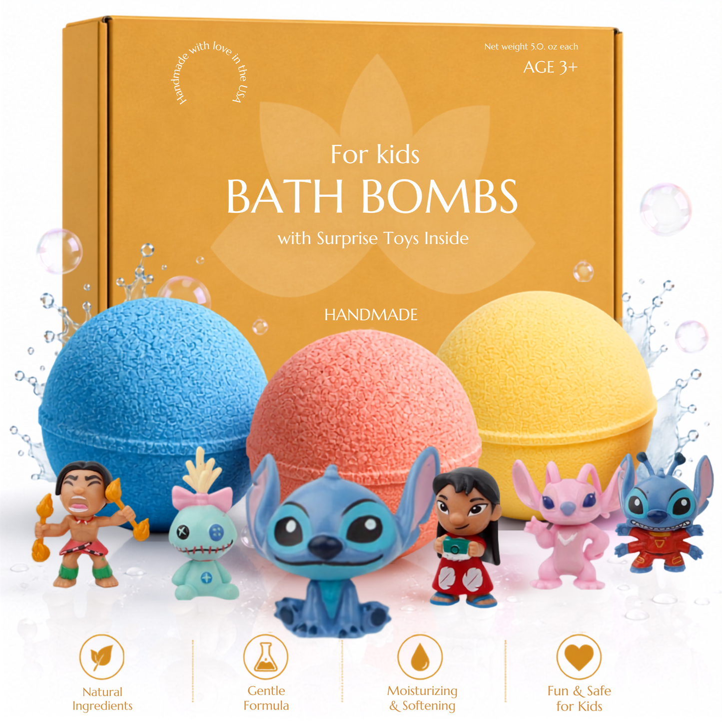 Bath Bombs for Kids with Stitch Toys Inside