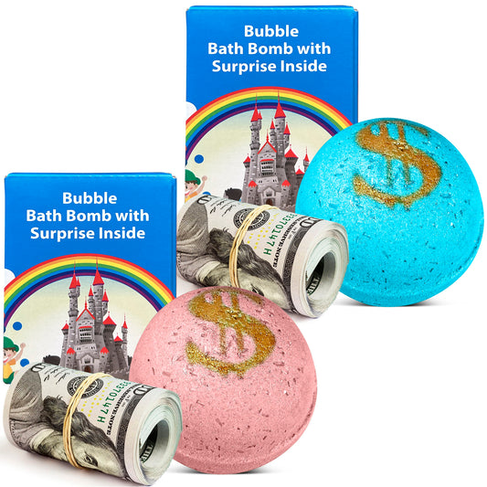 2 Bath Bombs with Money Surprise - Prize up to $100