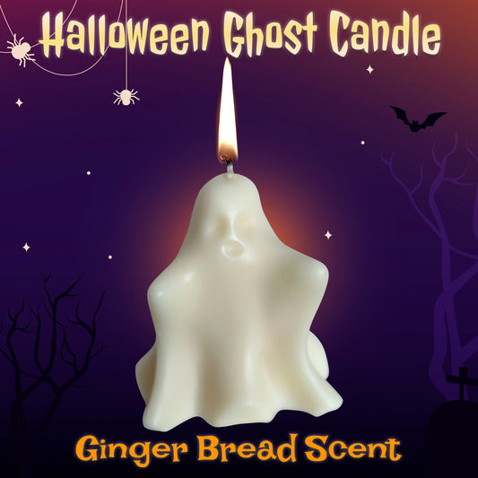 White Ghost Candle with Ginger Bread Scent