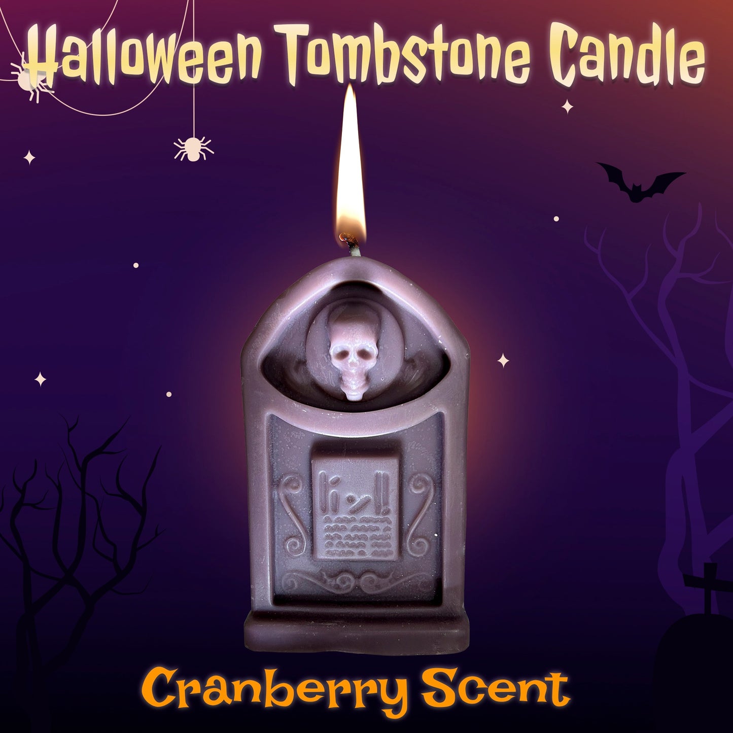 Halloween TombStone Candle with Cranberry Scent