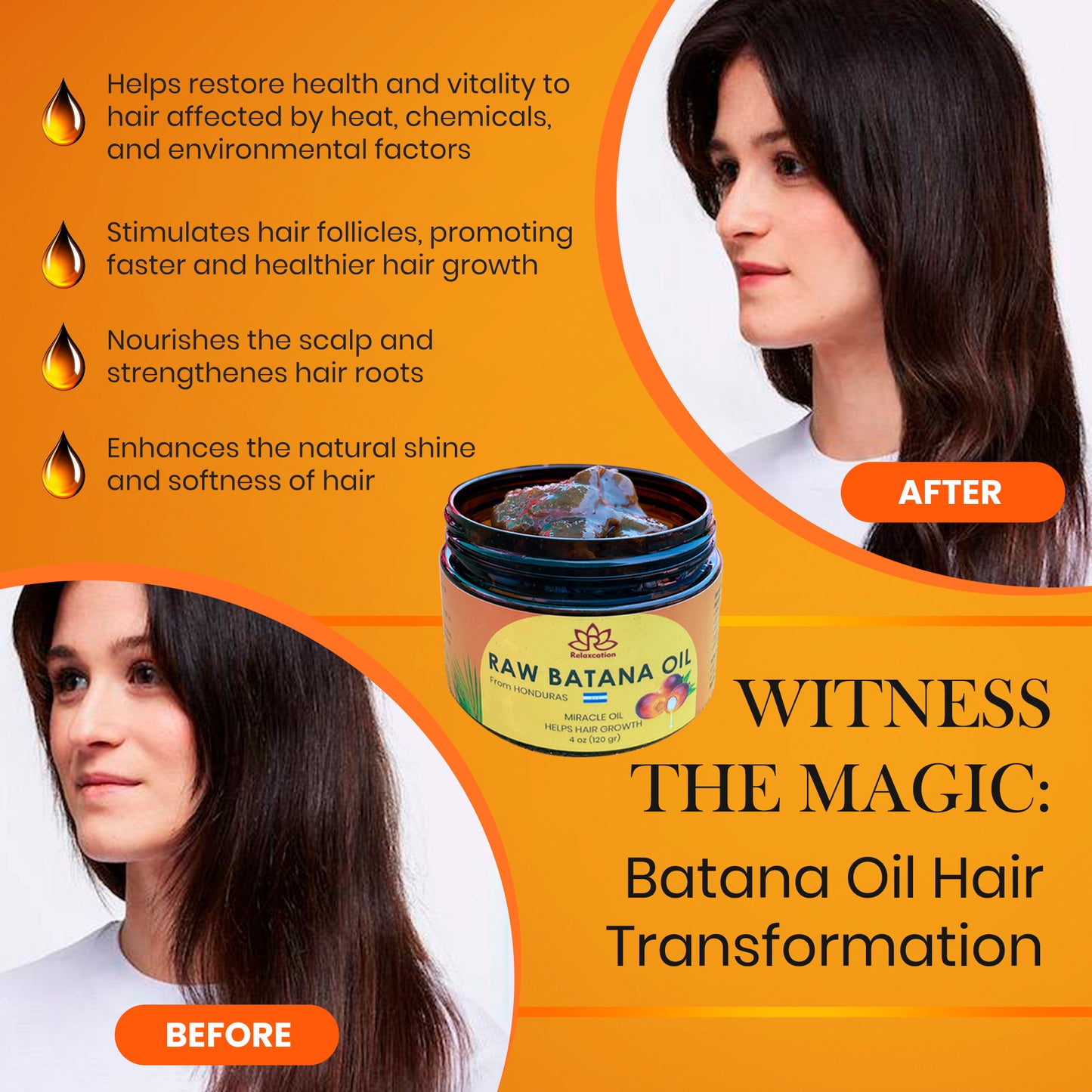 100% Raw Batana Oil Organic for Hair Growth, Prevent Hair Loss