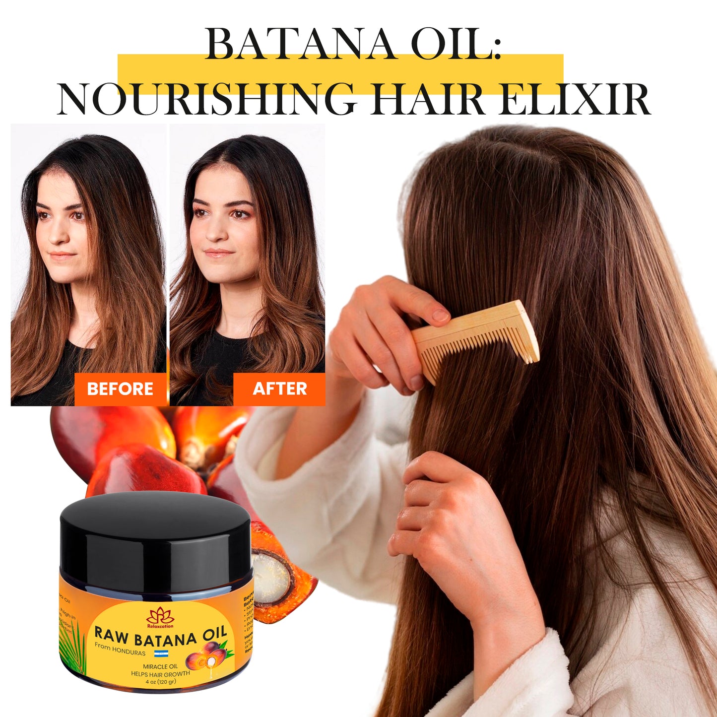 100% Raw Batana Oil Organic for Hair Growth, Prevent Hair Loss