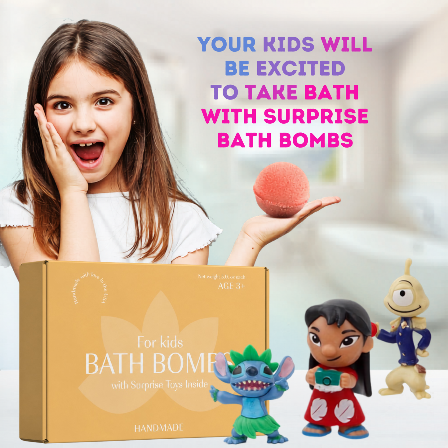 Bath Bombs for Kids with Stitch Toys Inside