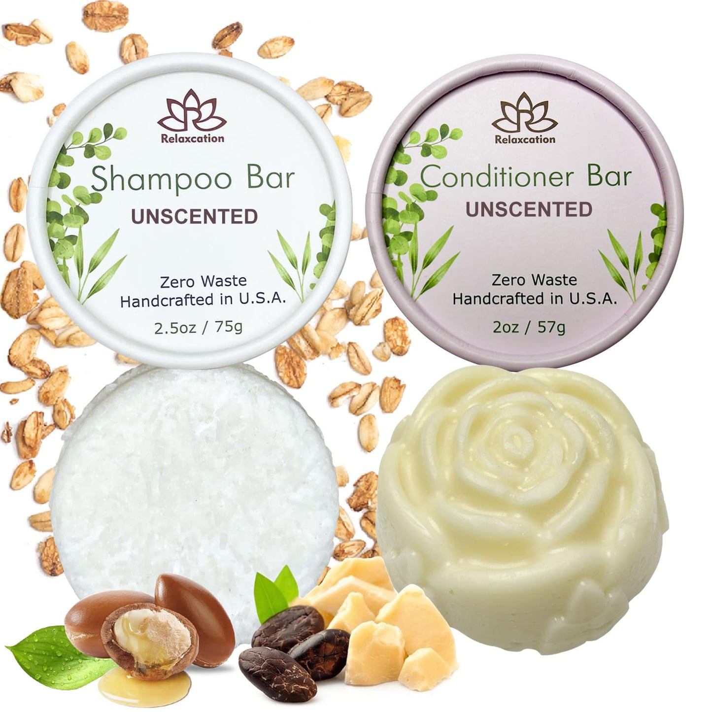 UNSCENTED Shampoo Bar and Conditioner Bar for Damaged Hair