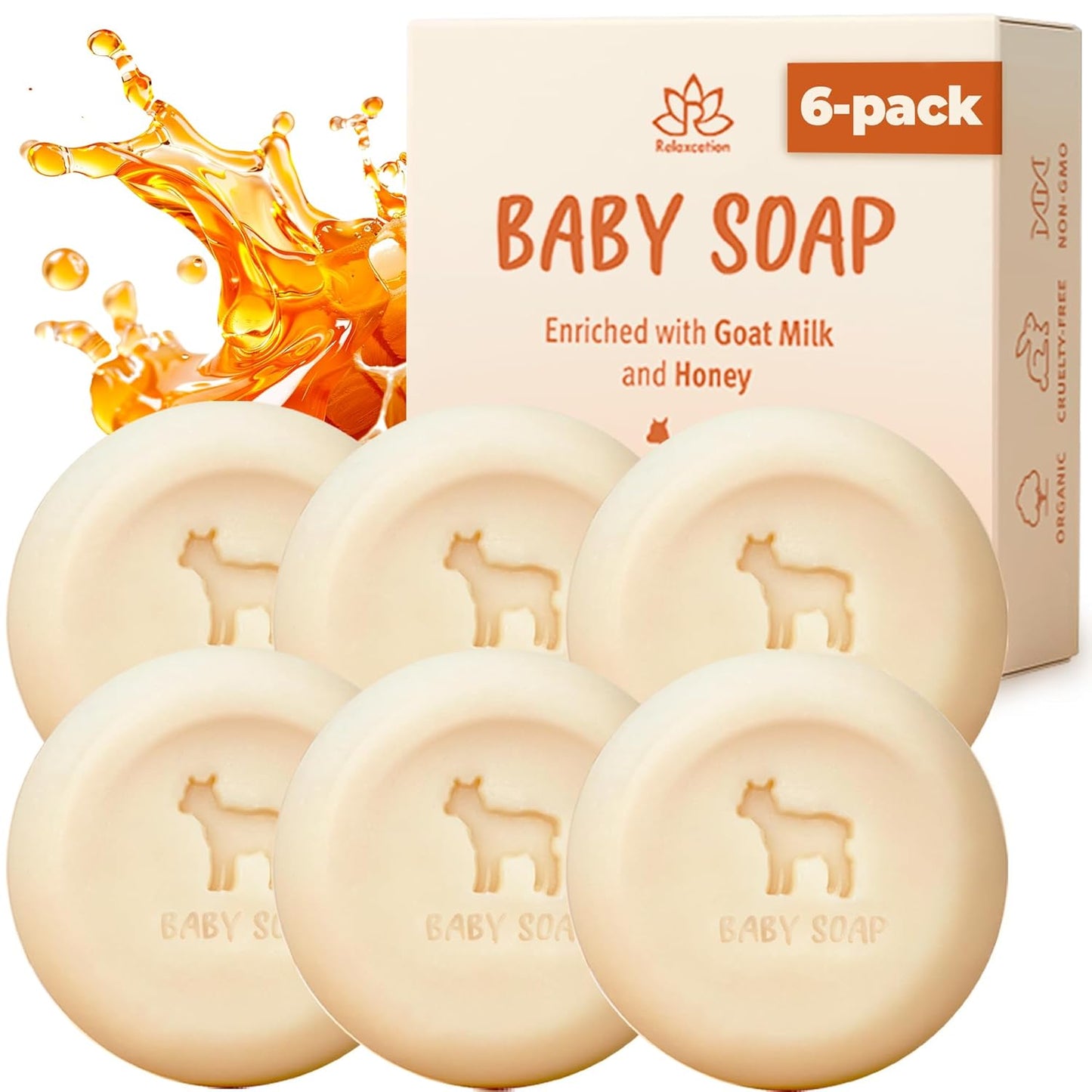 Baby Soap Bars with Goat Milk and Honey (Pack of 6)