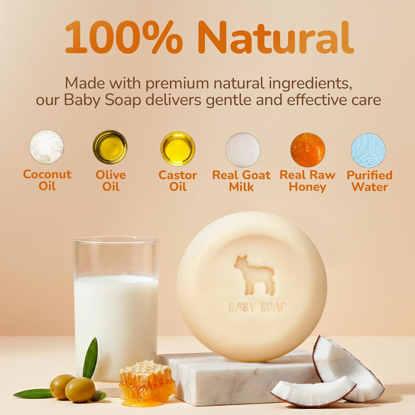 Baby Soap Bars with Goat Milk and Honey (Pack of 3)