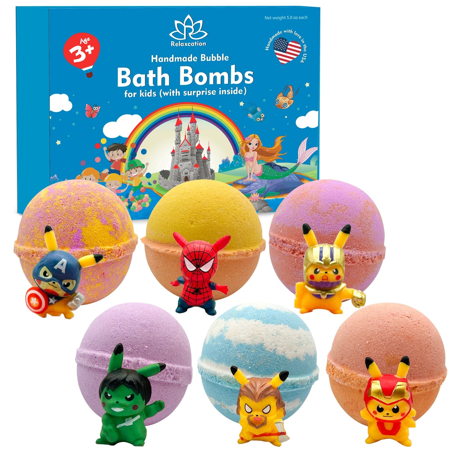 Bath Bombs for Kids with Pica-Hero Toys – The Best Gift for Boys & Girls (Limited Edition)