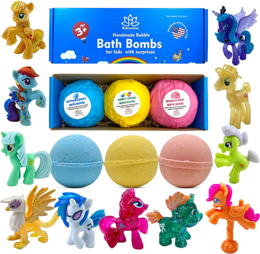 3 Big Bath Bombs for Kids with PONY Toys Inside