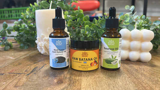 3 Oils Set "Nature Power Pack" - Soursop Oil, Black Seed Oil & Batana Oil