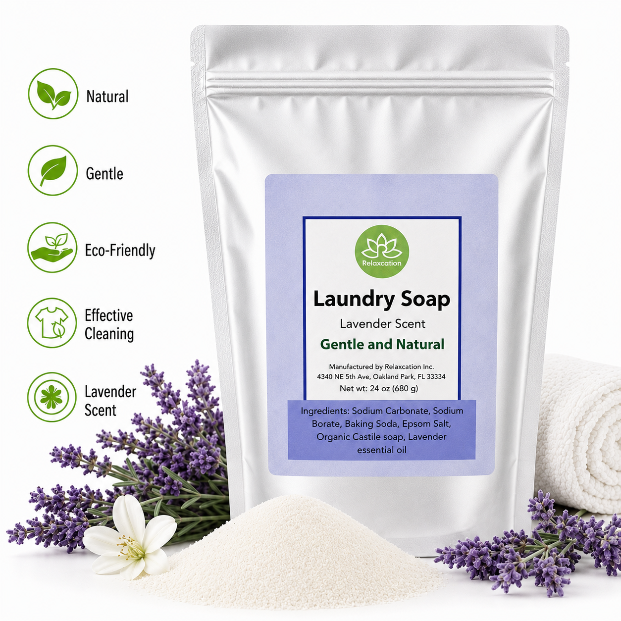 Natural Laundry Soap Detergent For Sensitive Skin "Lavender"- 3 lbs