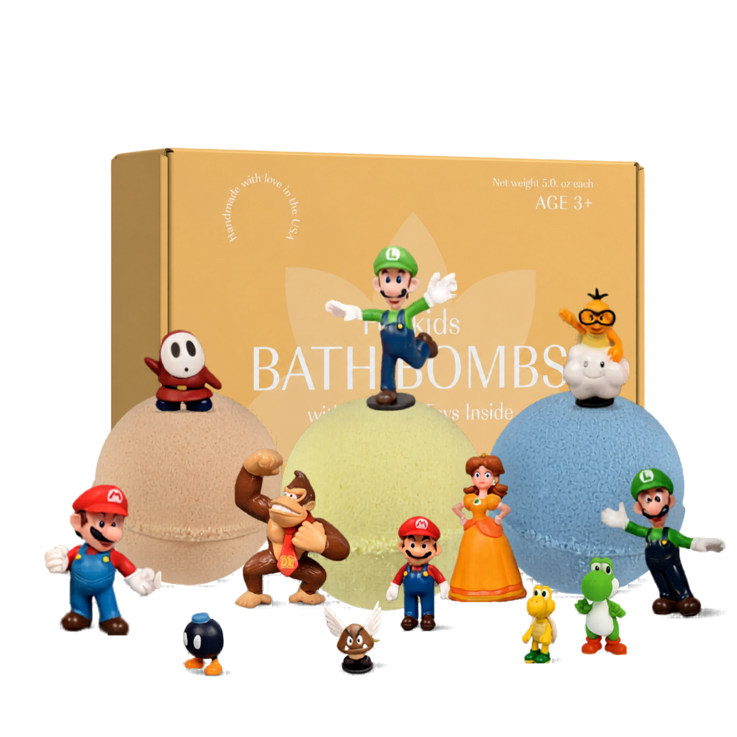 Big Bath Bombs for Kids with Surprise MARIO Toys Inside