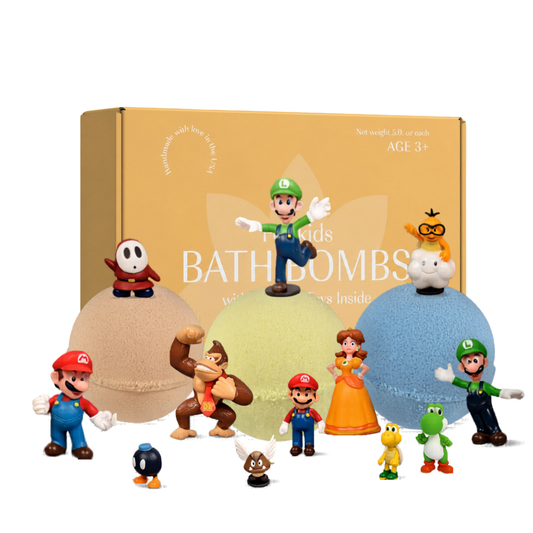 Big Bath Bombs for Kids with Surprise MARIO Toys Inside
