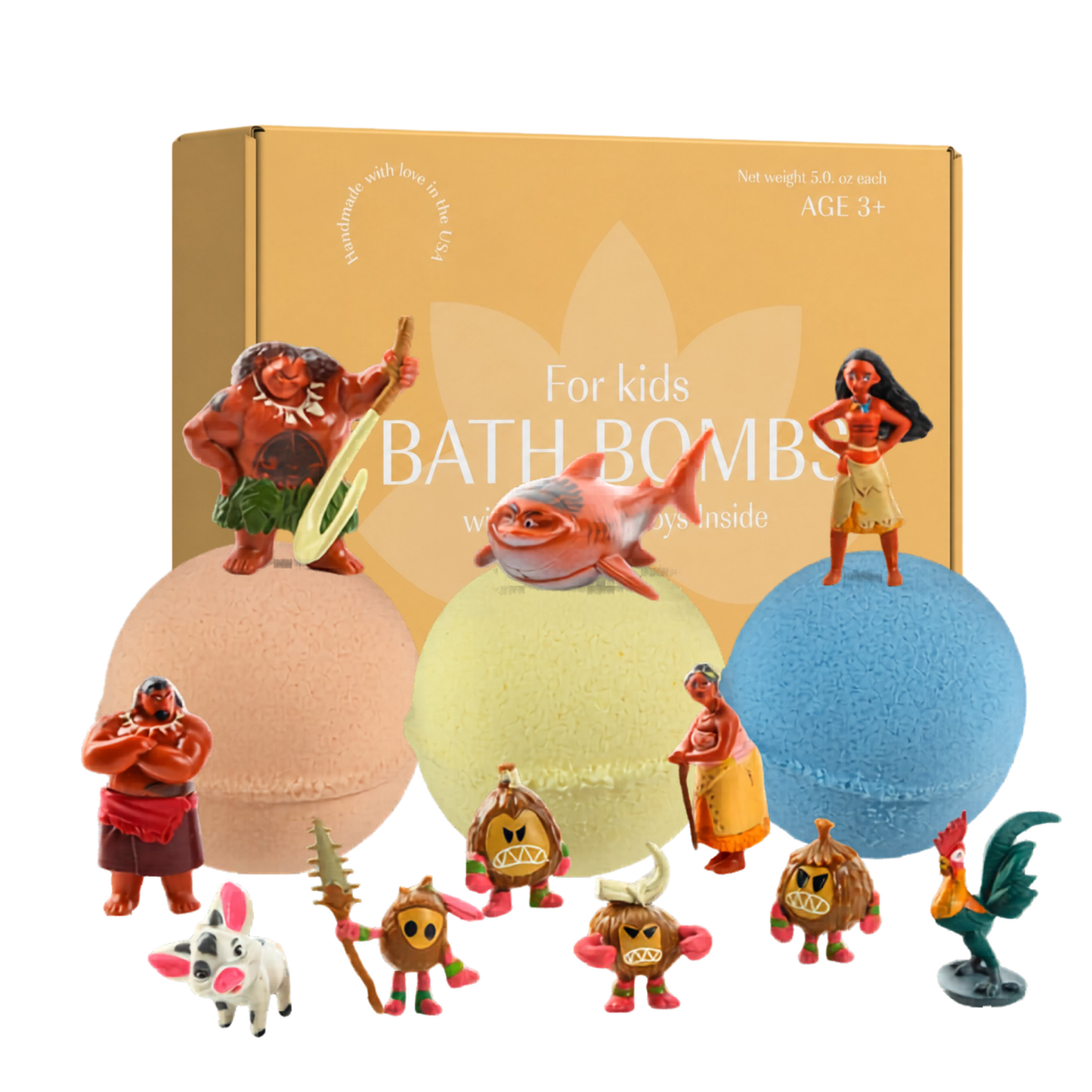 Big Bath Bombs for Kids with Surprise MOANA Toys Inside