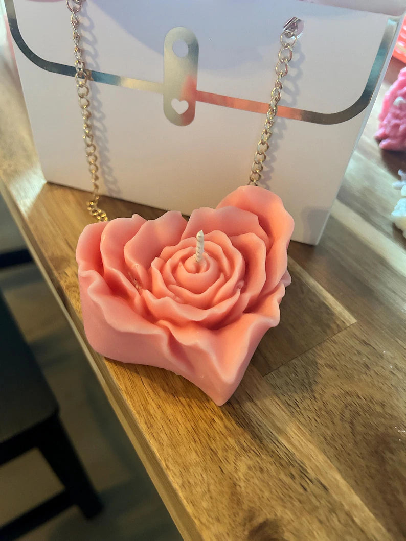 Unique Soy Wax Rose Heart Candle With Floral Aroma - Gift for Her on Valentine Day