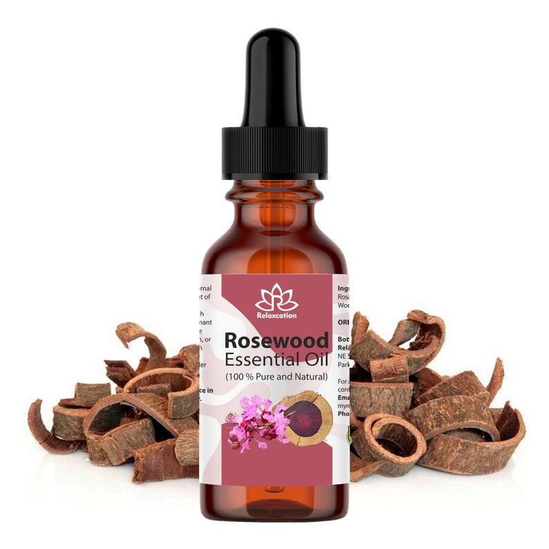 Rosewood Essential Oil in Amber Bottle