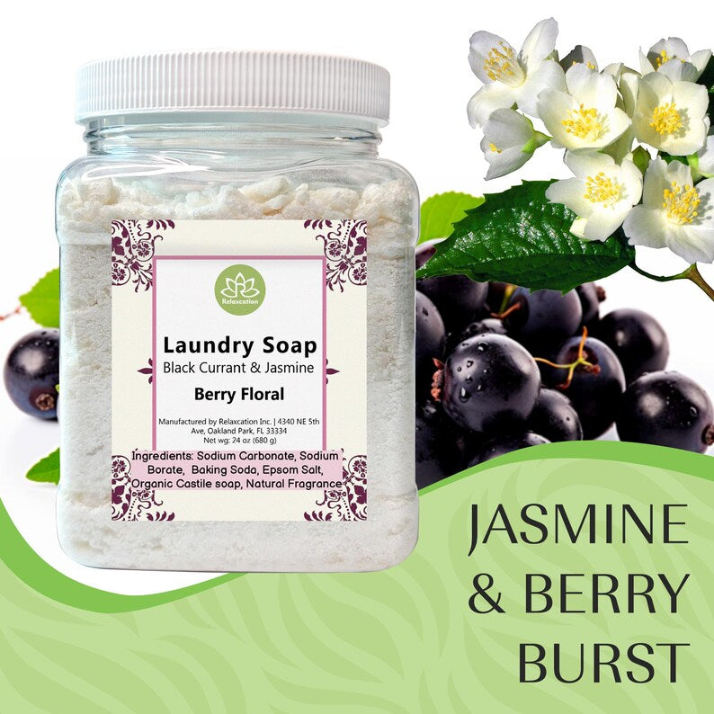 Natural Laundry Soap Detergent "Black Currant And Jasmine" 24oz