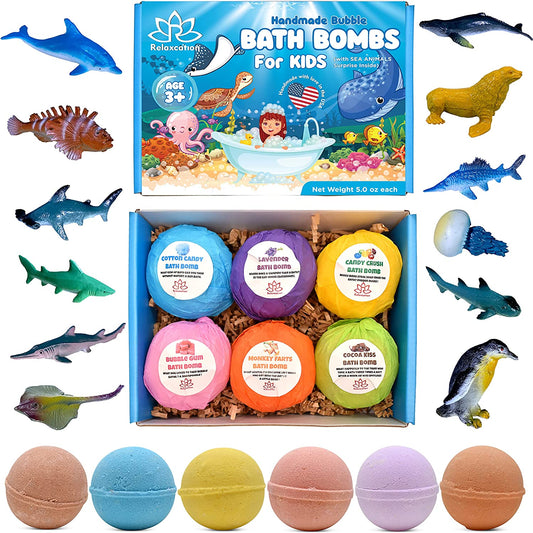 Bath Bombs for Kids with Surprise Sea Animals Toys Inside