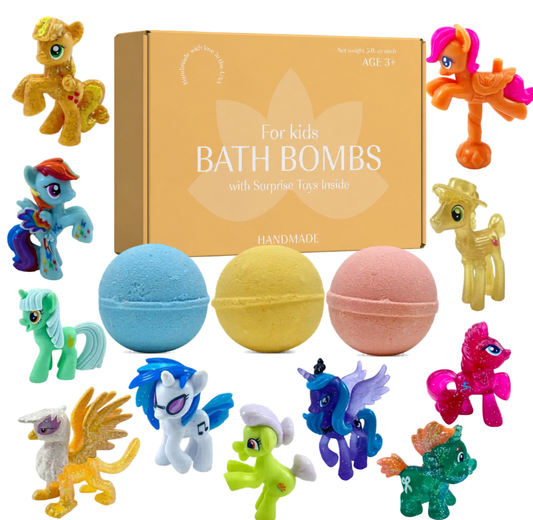 3 Big Bath Bombs for Kids with PONY Toys Inside