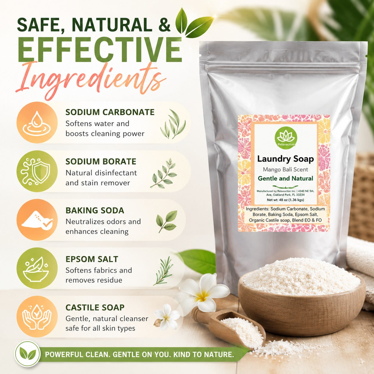 Natural Laundry Soap Detergent For Sensitive Skin - 3 lbs