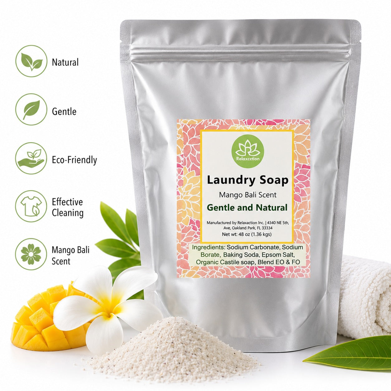 Natural Laundry Soap Detergent For Sensitive Skin - 3 lbs