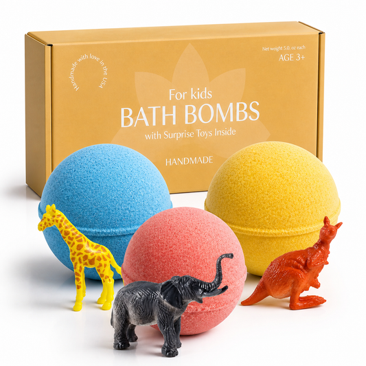 Big Bath Bombs for Kids with Surprise Wild Animals Toys Inside