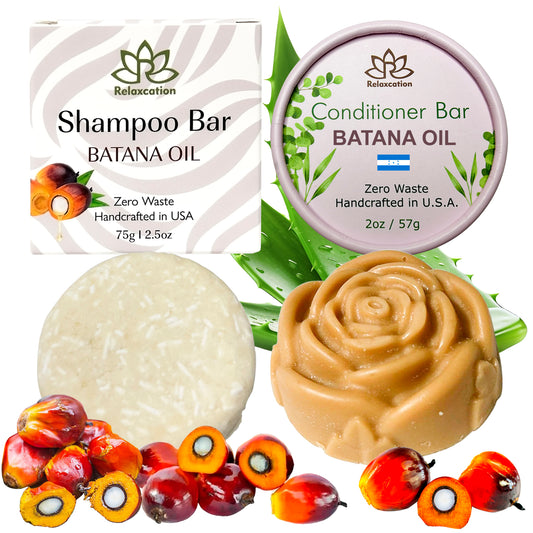 Batana Oil Shampoo Bar and Conditioner Bar for Hair Growth