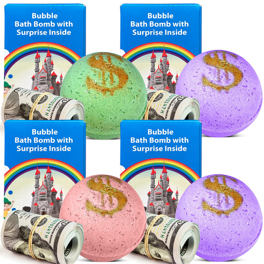 4 Bath Bombs with Money Surprise - Prize up to $100