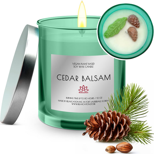 CEDAR BALSAM Soy Wax Candle in Glass Jar (10 oz)