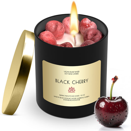 BLACK CHERRY Soy Wax Candle in Glass Jar (10 oz)