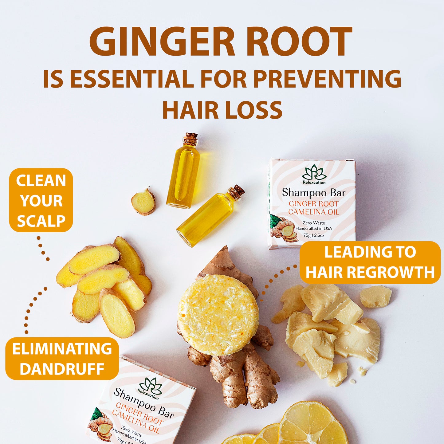 Ginger Root SOLID Shampoo Bar for Hair Growth