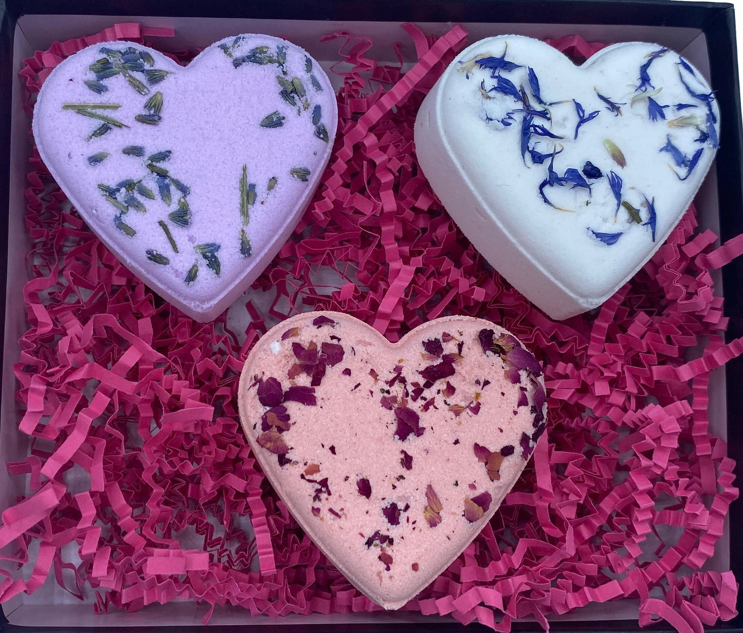 3 Bath Bombs in Heart Shape in Giftable Box - Perfect Gift for Valentine Day, Mother Day, Thanksgiving Day, Teacher Appreciation Day