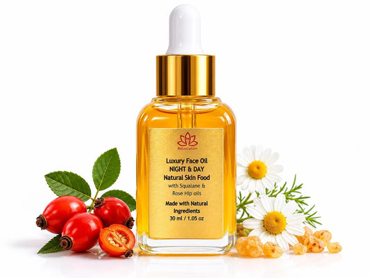 Luxury Face Oil Day & Night 1 fl oz | Botanical Facial Oil for Dry Mature Skin | Natural Plant Based Skin Care Serum