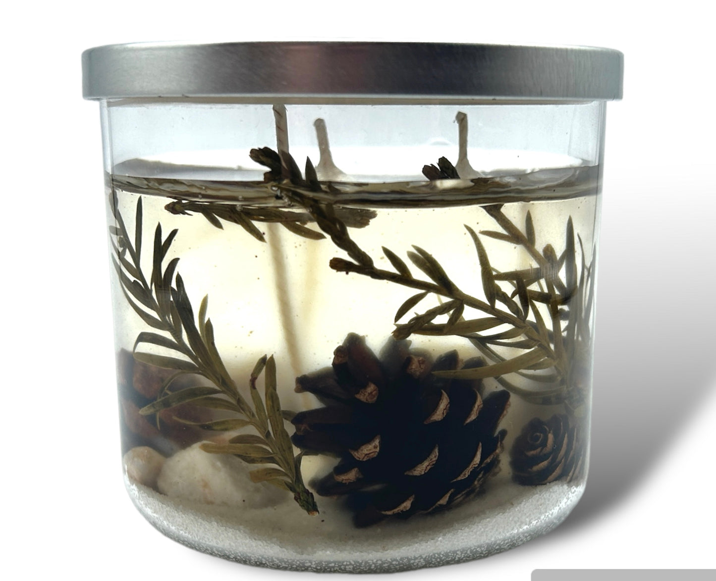 XL Gel Candle with Cedar Balsam Pine Aroma & Real Pine Cones and Pine Branches - 28 oz