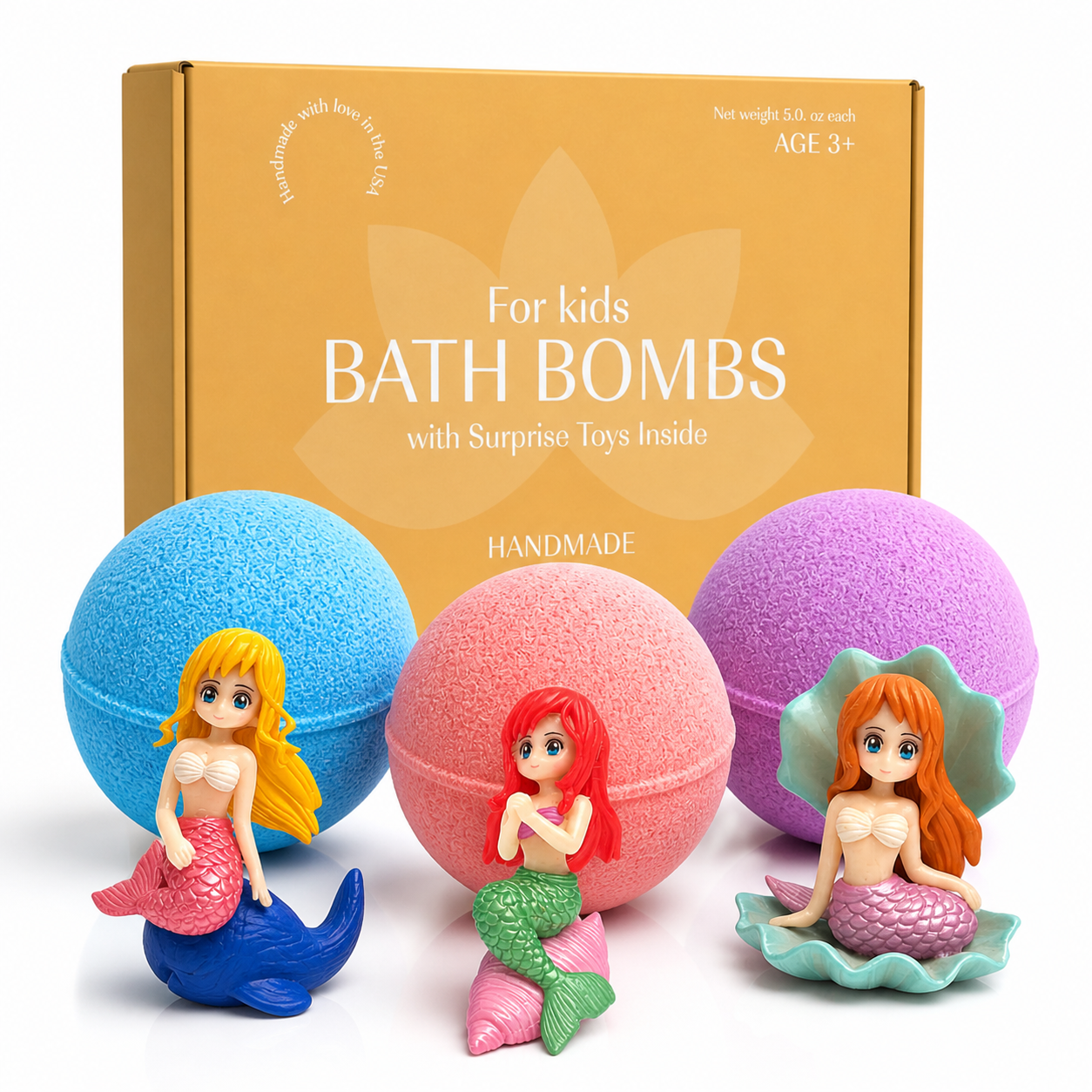 Big Bath Bombs for Kids with Surprise MERMAID Toys Inside