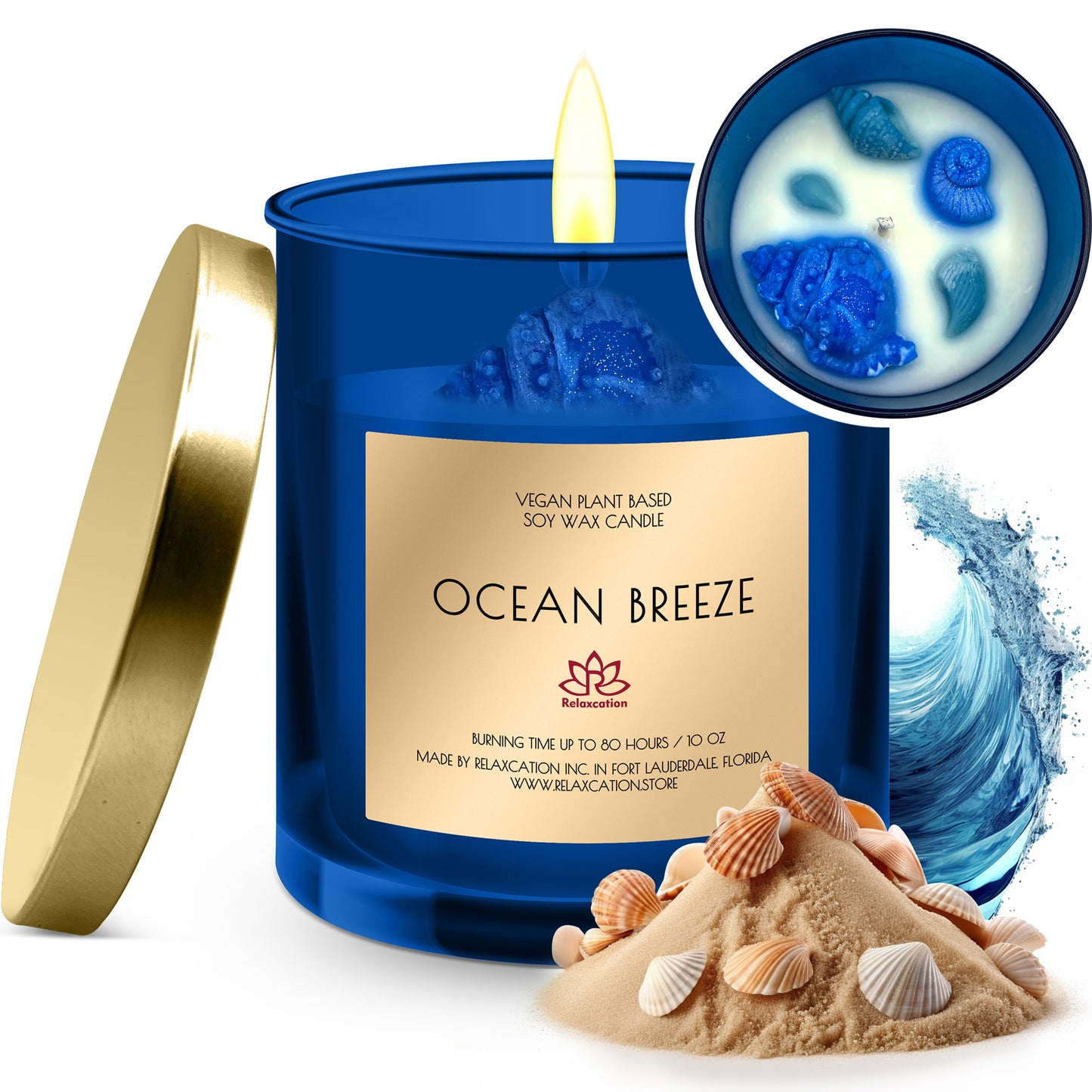 OCEAN BREEZE Soy Wax Candle in Glass Jar (10 oz)